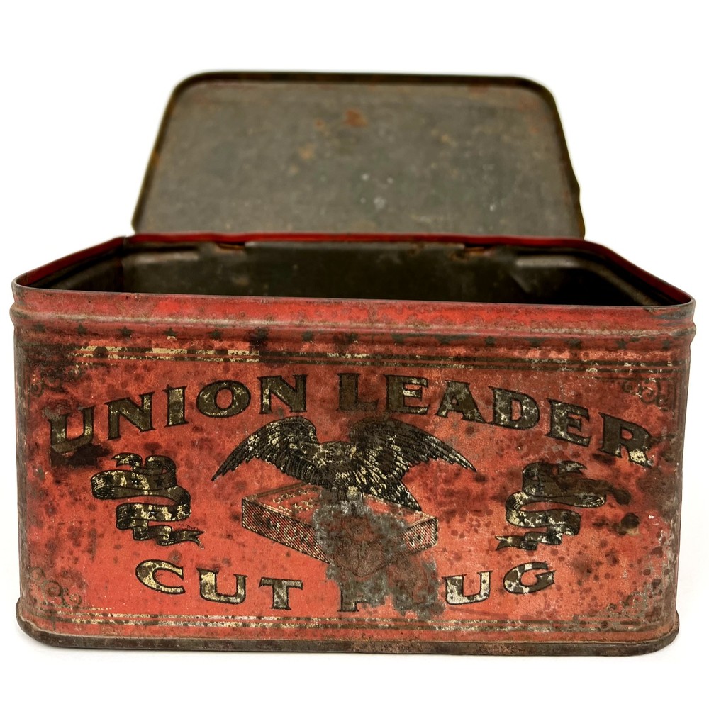 C. 1900-1920s Union Leader Cut Plug for Smoking Chewing Lorillard Tobacco Tin